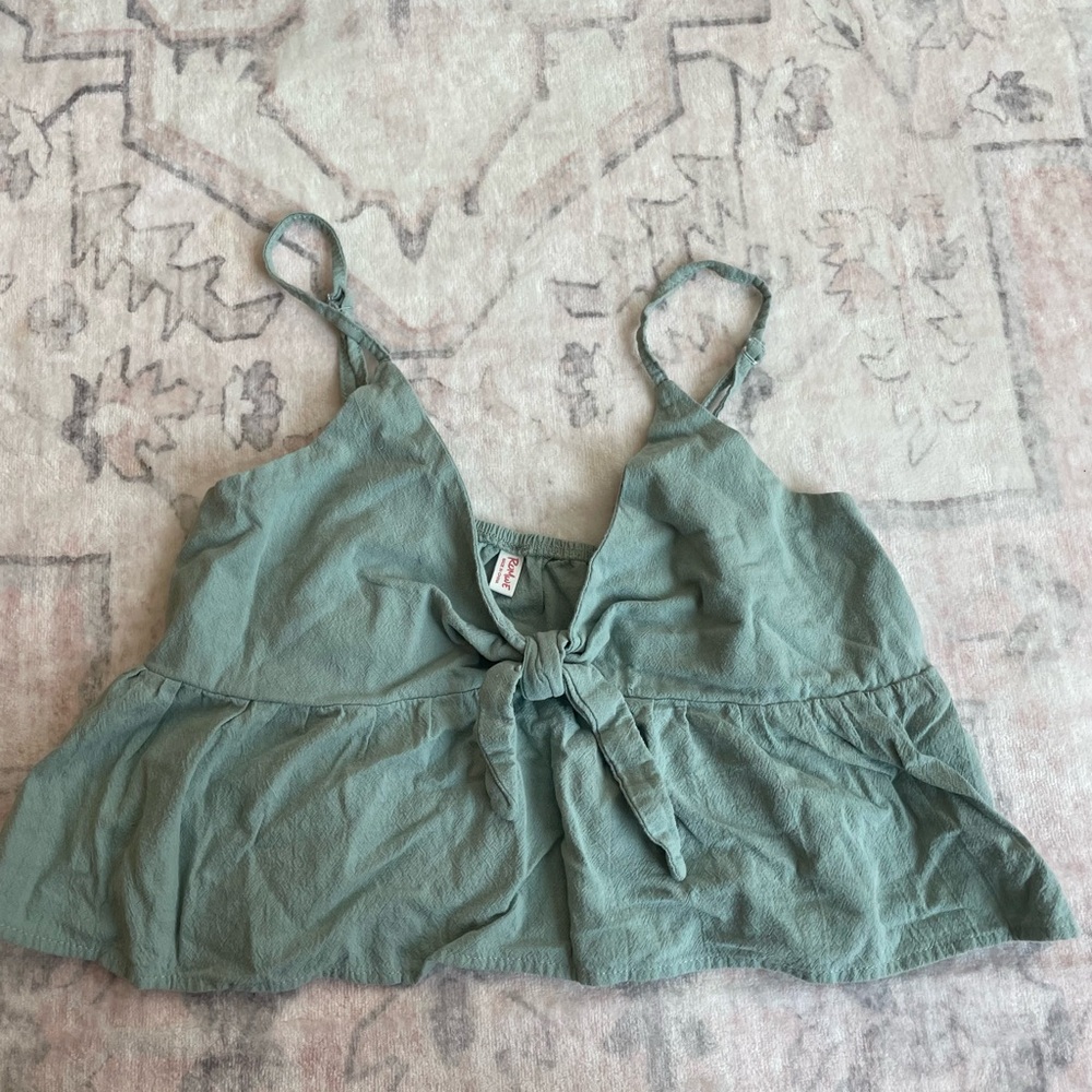 Green Tie-Front Women's Top